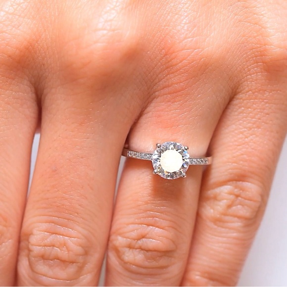 Sterling Silver Solitaire Ring & Pierced Solitaire Earring Set Sz 7 Nickel Free - Picture 6 of 9